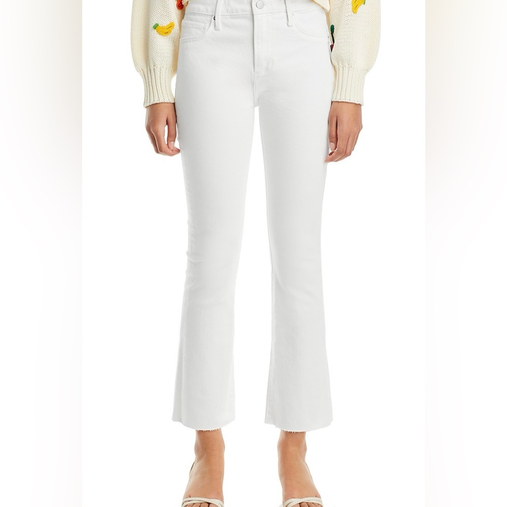Aqua - Cropped Flare Leg Jeans in White - Exclusive Bloomingdale’s